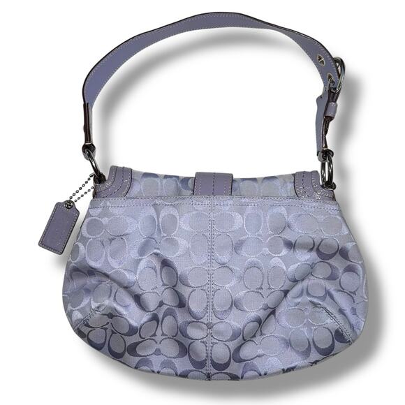 Coach Soho Y2K 1990s Pleated Leather Soufflet Bag Flap Buckle Purple F15203 - Picture 4 of 15